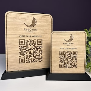 Website QR Code Sign Custom Website QR Code Display Sign Engraved Sign Wooden QR Sign Wooden Sign Engraved Business Sign for Business