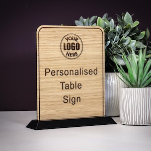 Personalised Table Sign for Business Customised Signs for Table Shop Sign for Table Custom Table Top Sign Freestanding Sign for BnB Event