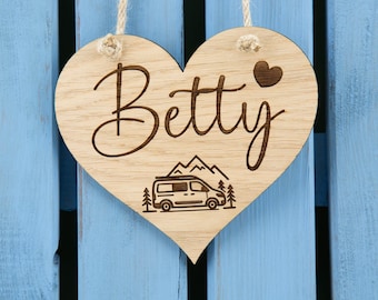 Personalised Campervan Sign, Camping Travel Gift, Custom Wooden Vanlife Nameplate, Camper Van Hanging Decor Gift, New Owner Caravan Present