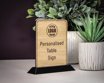 Personalised Table Sign for Business Customised Signs for Table Shop Sign for Table Custom Table Top Sign Freestanding Sign for BnB Event