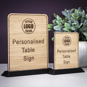 Personalised Table Sign for Business Customised Signs for Table Shop Sign for Table Custom Table Top Sign Freestanding Sign for BnB Event
