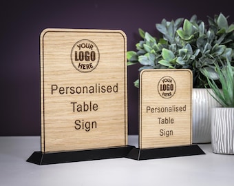 Personalised Table Sign for Business Customised Signs for Table Shop Sign for Table Custom Table Top Sign Freestanding Sign for BnB Event