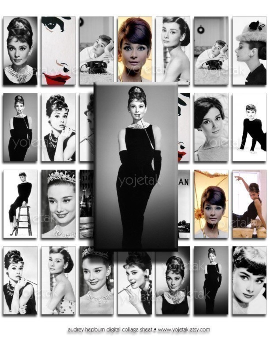 Audrey Hepburn Instant Download 1x2 Inch Domino Size Image Tiles ...