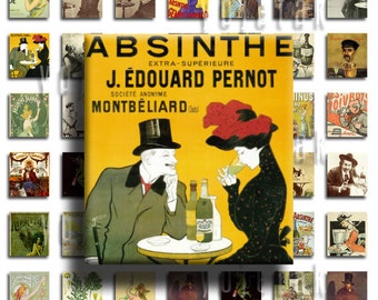 Absinthe - Instant Download - 75inx.83in Scrabble Size Image Tiles, Digital Collage Sheet PDF Images