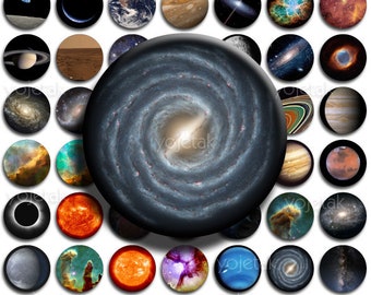 Astronomy - Instant Download - 1 inch Circle Digital Collage Sheet