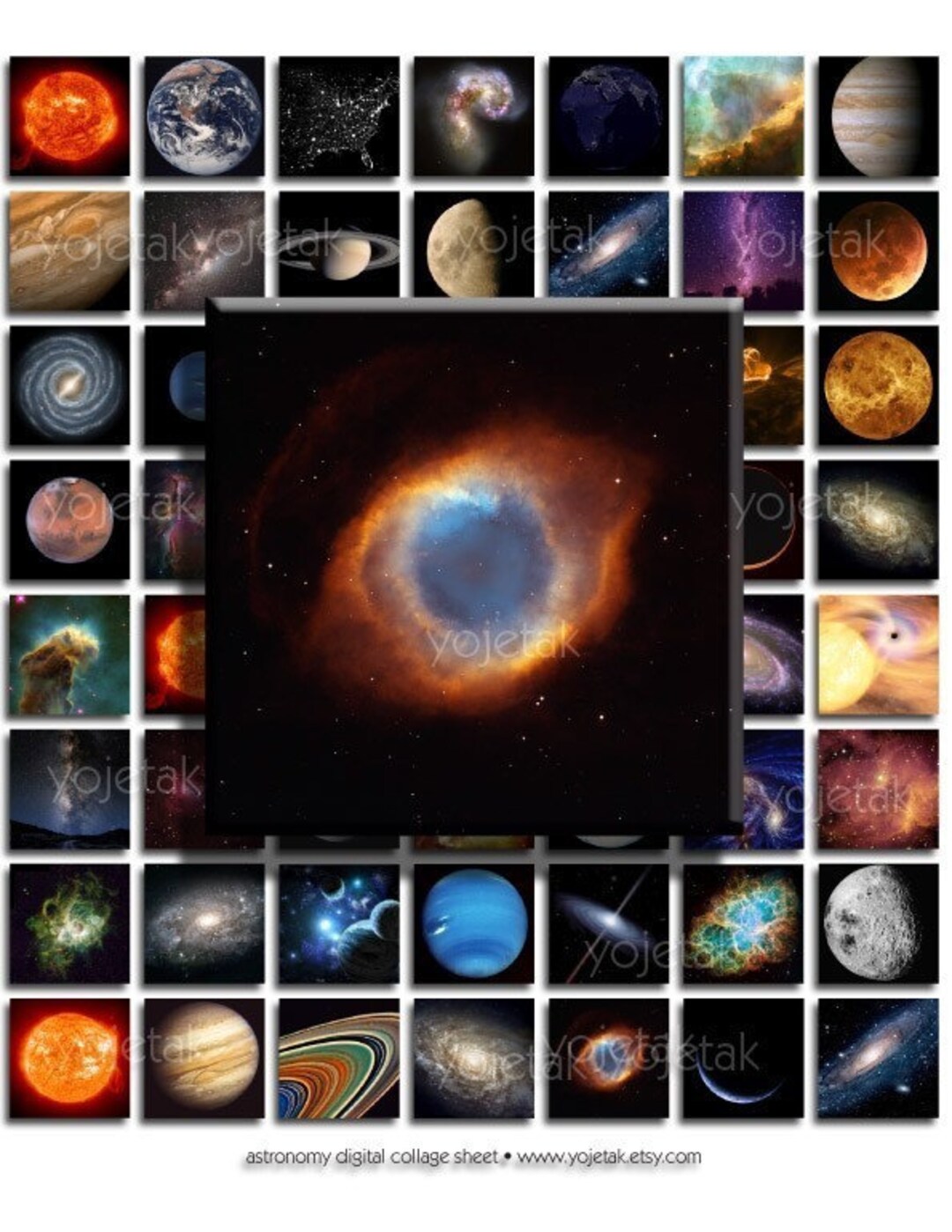 Astronomy Instant Download 1x1 Inch Square Tiles, Digital Collage Sheet