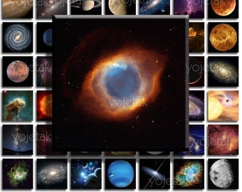 Astronomy - Instant Download - 1x1 inch Square Tiles, Digital Collage Sheet PDF Images