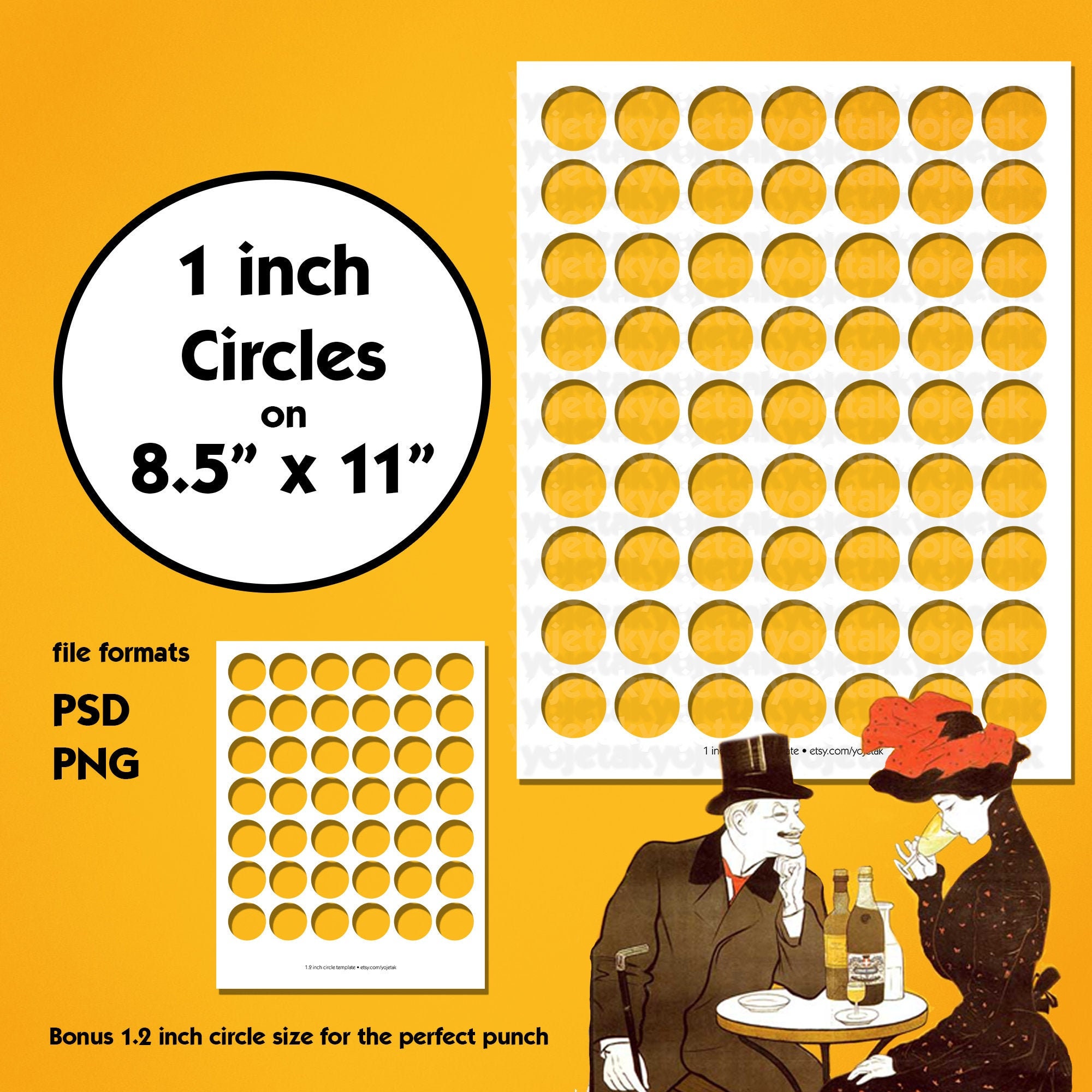 1 Inch Circles TEMPLATE Instant Download Make Your Own Etsy
