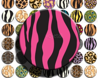 Animal Prints - Instant Download - 1 inch Circle Digital Collage Sheet