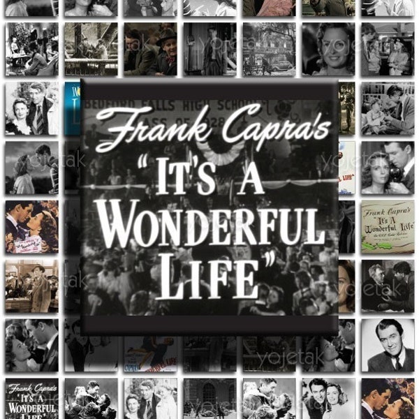 It's a Wonderful Life - Instant Download - 1x1 inch Square Tiles, Digital Collage Sheet PDF Images