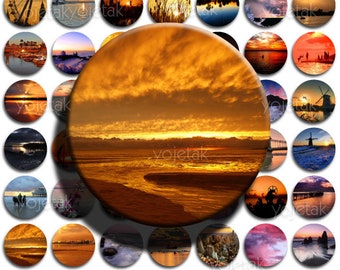 Sunsets - Instant Download - 1 inch Circle Digital Collage Sheet