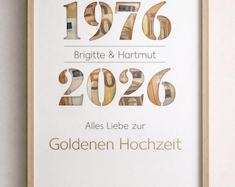 Cash gift for a golden wedding anniversary