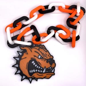 Tri-Color 3D Printed Byron Center Bulldogs Logo and Chain