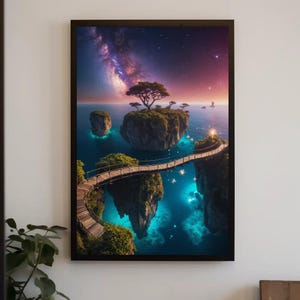 Surreal Dreamscape Digital Art - Mystical Landscape Print, Fantasy Wall Decor, Dreamy Abstract Poster Download