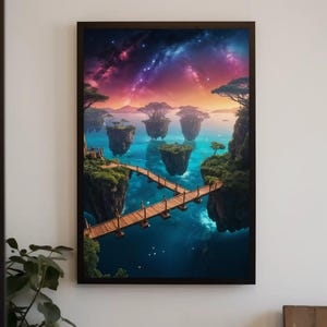 Surreal Dreamscape Digital Art - Mystical Landscape Print, Fantasy Wall Decor, Dreamy Abstract Poster Download