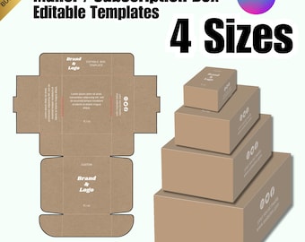 Editable Mailer Box Design for Canva | Printable Subscription Box Template | Custom Shipping Box Template | Custom Packaging Design Template