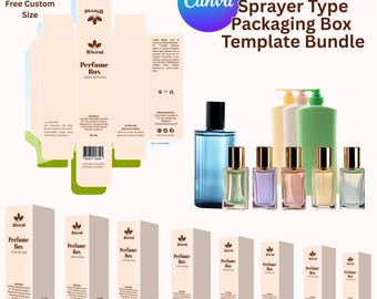 Bewerkbare sjabloon voor productverpakking voor branding, ontwerpsjabloon cosmetische verpakking in canva, sjablonen voor aangepaste parfum en Keulen-doos