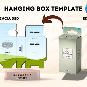 Editable Packaging Box Templates in Canva, Printable Hanging Box Templates, Custom Packaging Box Design,  Cosmetics Packaging Box Templates,