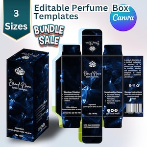 Editable Product Box Template for Canva, Custom Perfume Packaging Box Template, DIY Colonge Box Design, Printable Perfume Packaging Template