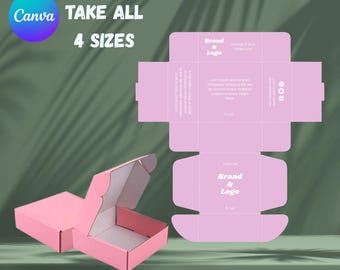 Custom Mailer Box Template, Editable Subscription Box Packaging Template for Canva, Printable DIY Mailer Box Design , Kraft Subscription Box