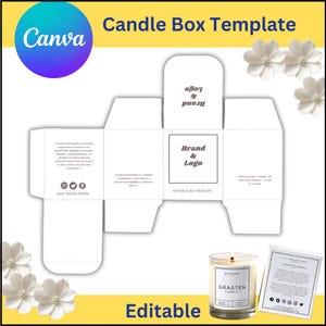 Modelo de caixa de embalagem de vela | Caixa de vela para impressão DIY para pequenas empresas | Modelo de caixa de vela editável | Modelo de caixas de embalagem de vela
