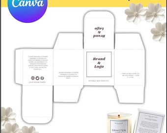Plantilla de caja para velas / Caja imprimible para pequeñas empresas / Plantilla editable / Plantilla de caja para velas