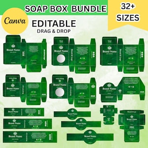 Modello modificabile per scatole di sapone per Canva, design personalizzato fai da te per confezioni di sapone, etichette stampabili per scatole di sapone, modelli per confezioni di sapone