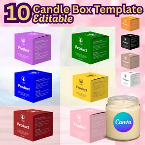 Editable Tealight Candle Packaging Box Templates for Canva, Custom DIY Votive Candle Box Design for Branding, Printable Candle Box Templates