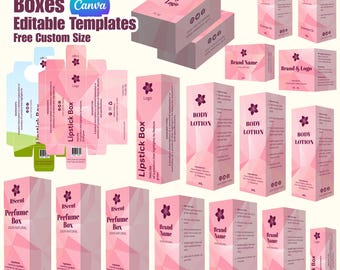 Premium Cosmetic Box Template for Canva, Editable Product Box Design for Business Brand, Custom Skincare Packaging Box Templates, Unique Box