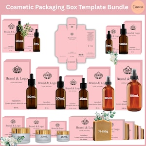 Packaging Box Templates For Branding Kit, Editable Box Design Template In Canva, Printable Cosmetic Packaging Box Design, Custom Box Design