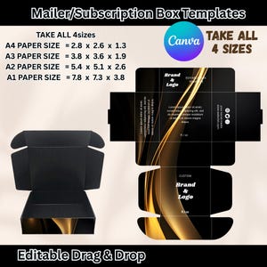 Editable Mailer Box Template for Canva, Personalize Shipping Box for Product Packaging, Custom Subscription Box Template,  DIY Packaging Box