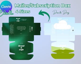 Custom Subscription Box Design | Editable Canva Mailer Box for Small Business & E-commerce | Mailer Packaging Box Template |Instant Download