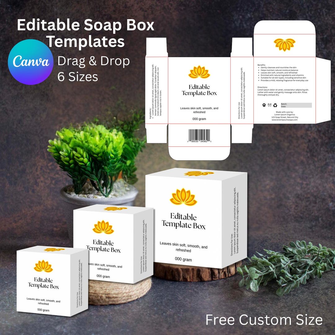 Minimalist Soap Box Template for Canva, Printable Soap Box, DIY Soap ...