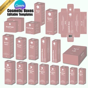Editable Cosmetic Box Canva Templates for Product Packaging, Printable Box Design for Skincare, Custom Packaging Template for Business Brand