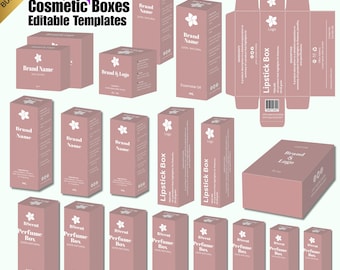 Editable Cosmetic Box Canva Templates for Product Packaging, Printable Box Design for Skincare, Custom Packaging Template for Business Brand