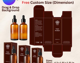 Essential Oil Box Template for Canva, Editable Dropper Bottle Packaging Design