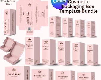 Cosmetic Box Template, Custom Beauty Product Box, Skincare Box Template Bundle, Editable Canva Box Template, Branding Packaging Box Design