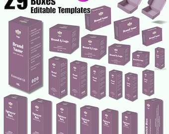 Editable Cosmetic Box Canva Templates for Product Packaging, Printable Box Design for Skincare, Custom Packaging Template for Business Brand