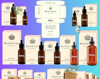 Editable Cosmetic Box Template Bundle In Canva , Custom Product Packaging Box Design Template, Printable Packaging Box Template for Branding