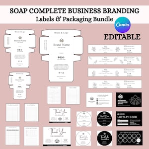 Modelos de branding para empresas de sabonetes | Rótulos editáveis para sabonetes e design de caixas de embalagem | Modelos personalizados para caixas de sabonetes no Canva | Modelos de rótulos