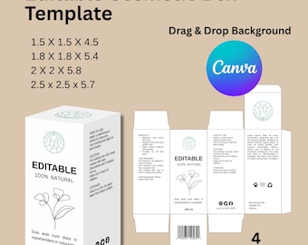 White Cosmetic Box Template for Canva, Editable Box Template for Skincare Product, Printable Packaging Box Design for Business, Diy Gift Box