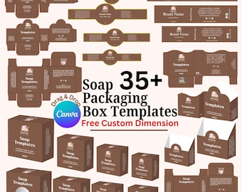 Plus de 35 modèles de boîtes d'emballage de savon | Boîtes à savons en toile modifiables | Lot de boîtes à savon avec format personnalisé GRATUIT | Ligne de matrice d'emballage imprimable