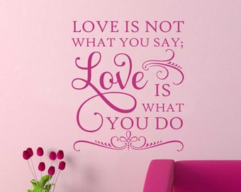 Bedroom Wall Decal Love is What You Do, Romantic Vinyl Wall Lettering Love Quotes, Wedding Anniversary Gift for Couples, Words About Love