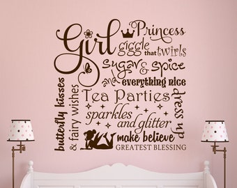 Nursery Wall Decal Definitions of a Girl, Princess Theme Vinyl Wall Lettering, Girl Bedroom Playroom Wall Quote, Whimsical Gift for Girl