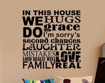 Family Wall Decal In This House We Do Word Collage, Vinyl Wall Lettering for Families, Home Decor Wall Words, Housewarming Gift for Family