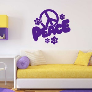 Teen Bedroom Wall Decal Fat Peace Sign Bohemian Style Vinyl - Etsy