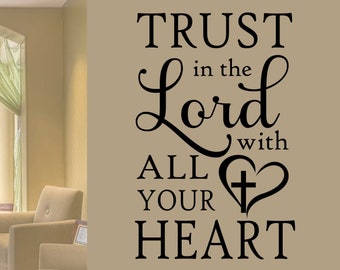 Christian Wall Decal Trust in the Lord, Religious Vinyl Wall Lettering, Bible Quote for Home Decoration, Inspirational Scripture Verse