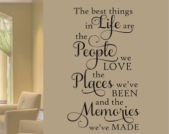 Family Wall Decal Beste Dingen in het leven Mensen Plaatsen Herinneringen, Vinyl Wall Letters voor Family Room Decor, Muur Woorden voor Home Decoratie