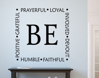 Christian Wall Decal Be Faithful Devout, Religious Vinyl Wall Lettering, Bible Quote for Home Decoration, Inspirational Scripture Verse