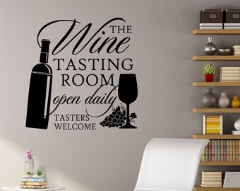 Kitchen Wall Decal The Wine Tasting Room, Farmhouse Vinyl Wall Lettering, Wine Theme Home Decoration, Gift for Wine Lovers or Enthusiast